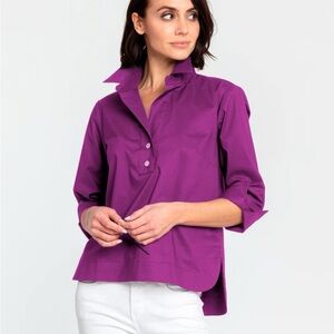 Hinson Wu - Aileen 3/4 sleeve button back top - Boysenberry - Size Large